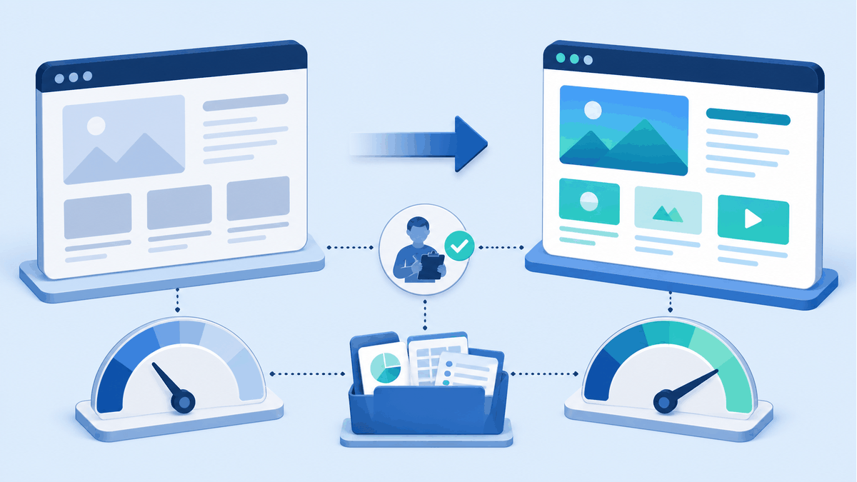 Before-and-after website integration measurement and human review